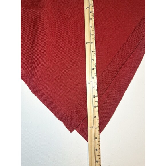 EILEEN FISHER Merino Wool Red Turtle-Neck Asymmetrical Poncho Sweater Women's OS - Picture 9 of 9